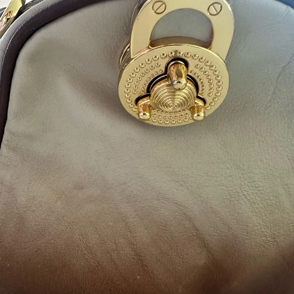 Steve Madden Brown and Cream Satchel with Gold Accents - Picture 2 of 7